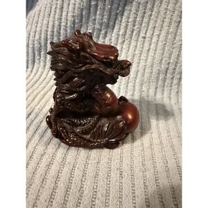 Chinese Zodiac Red Ware Resin Dragon Figurine